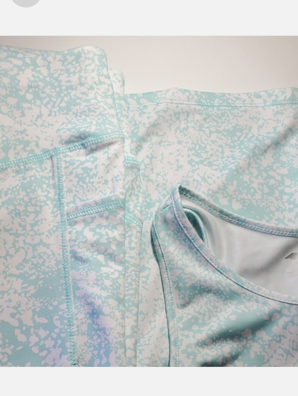 Workout Set Leggings And Tank Outfit Size 7-8 Floral Seafoam Green White